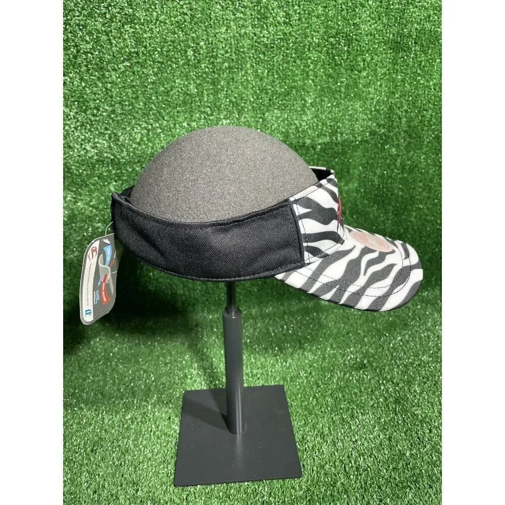 Lot Of 2 New Women’s Baseball Sun Visors Adjustable Hat Blue/Zebra Print OSFM
